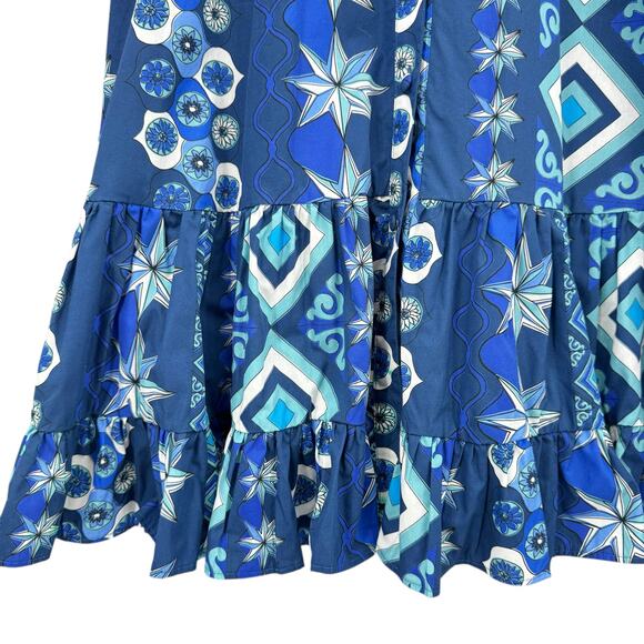 La Double J Choux Costiera Blue Print Flounce Cotton Poplin Mini Shirt Dress - Picture 10 of 16